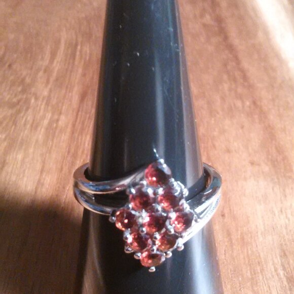 Mozambique Garnet Stainless Steel Ring (Size 7) - Picture 10 of 13